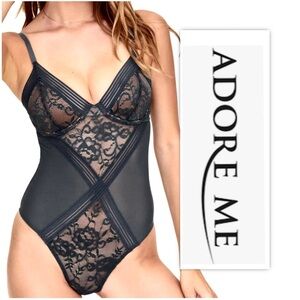 Adore Me Black Scoria Unlined Lace Bodysuit
